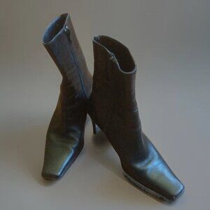 WOMENS KENNETH COLE REACTION ANKLE BOOTS, BLACK LEATHER US Sz 5.5 / Euro Sz 36